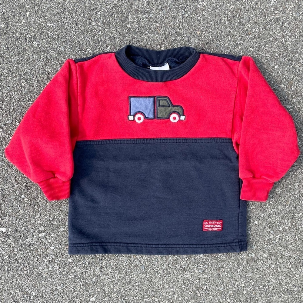 Vtg Truck Color Block OshKosh B’Gosh Crewneck Sweatshirt Youth Size (2)